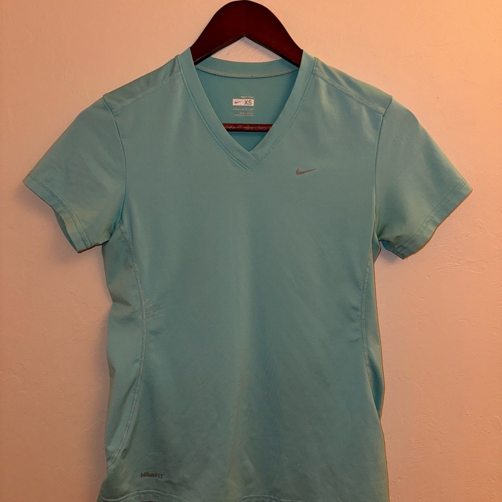 Nike Light Blue V-Neck Workout Shirt